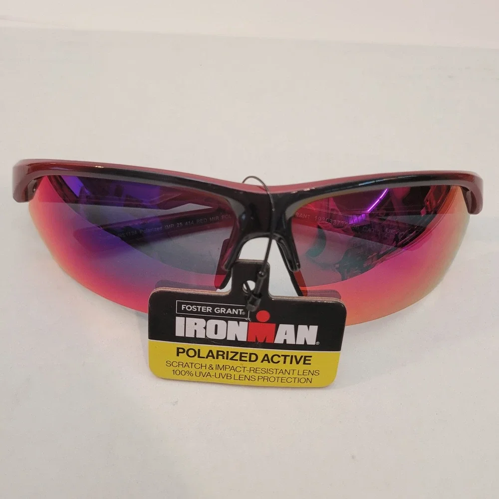 Foster Grant Ironman Sunglasses Mens‎ Polarized Active Red Mirror NS1124